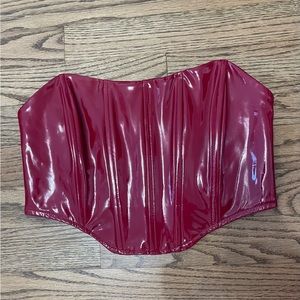 Garage Faux Leather Red Corset Top